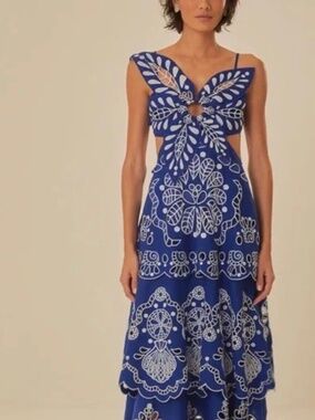 Farm Rio Flower Richelieu Linen Dress